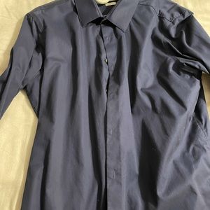 Perry Ellis 16 1/2 32/33 dress shirt fitted royal blue large